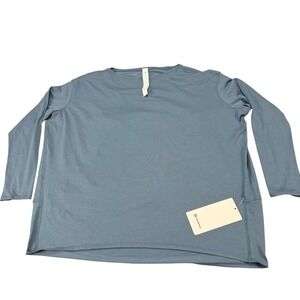 Lululemon Back In Action Organic Cotton Long Sleeve Steel Blue Size 10 MSRP $58